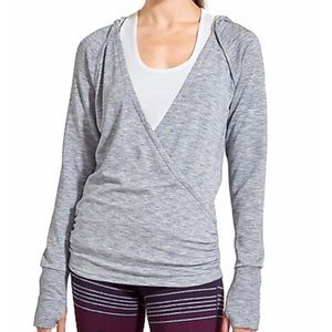 Athleta WOMEN'S LONG SLEEVE BLUE HEATHER‎ WRAP STUDIO HOODIE